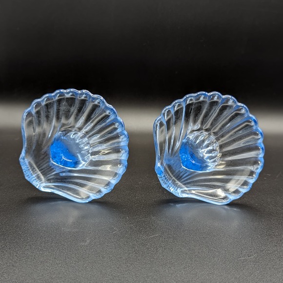 Pair Of Cambridge Glass Blue Caprice Candle Holders Art Deco Elegant Glass 7.5" - Picture 10 of 12